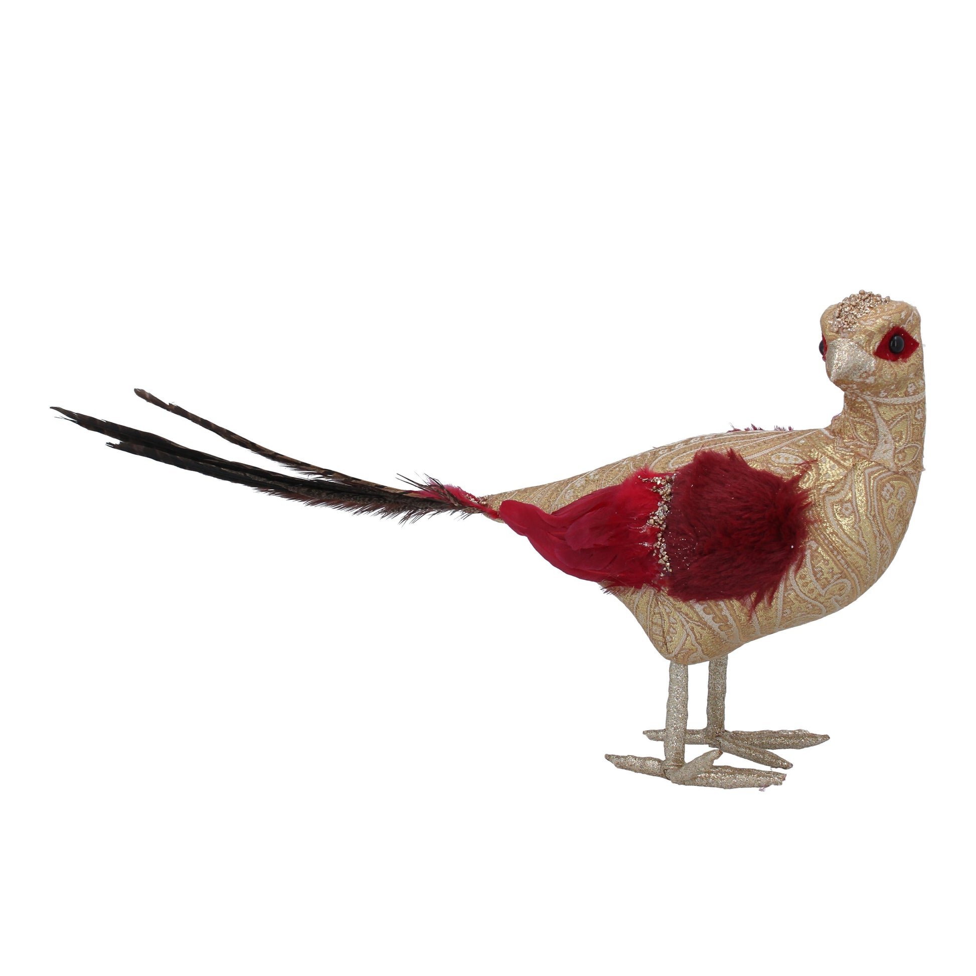 Burgundy and Gold Fabric Pheasant Not specified