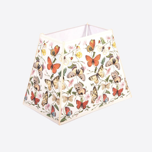Rectangle shaped lampshade with colourful butterfly print