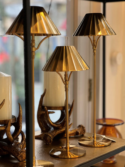 Three of our Brass Rechargeable Lamps with brass shade · Joanna Wood Shop