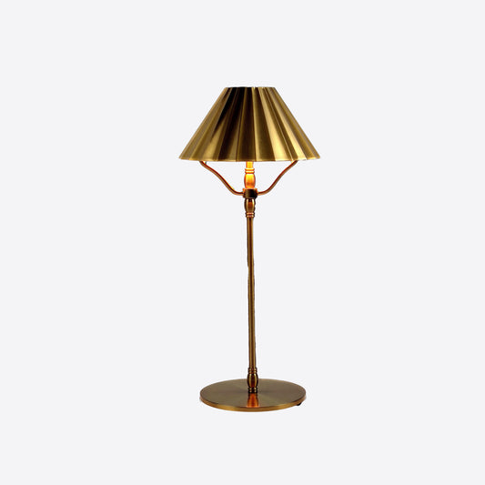 Brass Cordless Rechargeable Lamp with metal shade