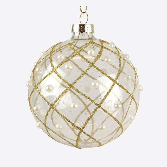 Clear Bauble with Gold Glitter Trellis Not specified