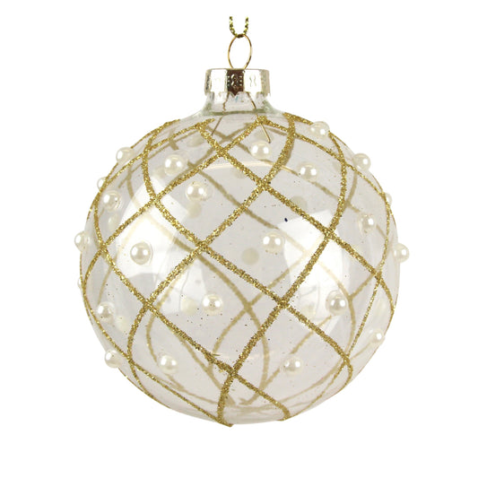 Clear Bauble with Gold Glitter Trellis Not specified